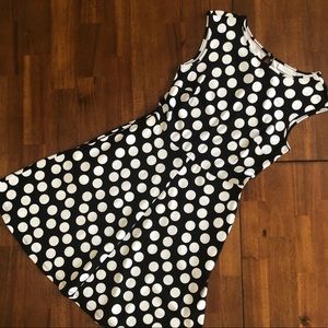 NY & Co black and white polka dot dress XS
